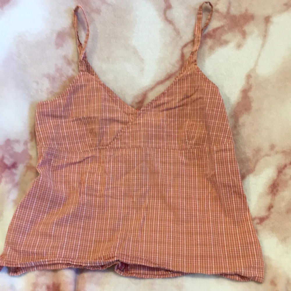 Old Navy Stretch Cami Plaid Top Size M Cotton Spandex Blend Resale Zip back